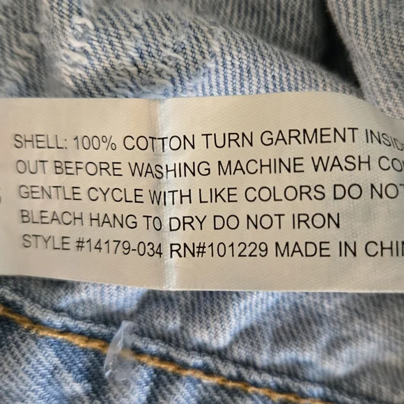 ASHLEY-VINTAGE CHARMM Light Blue Distressed Denim Jacket - Picture 9 of 9